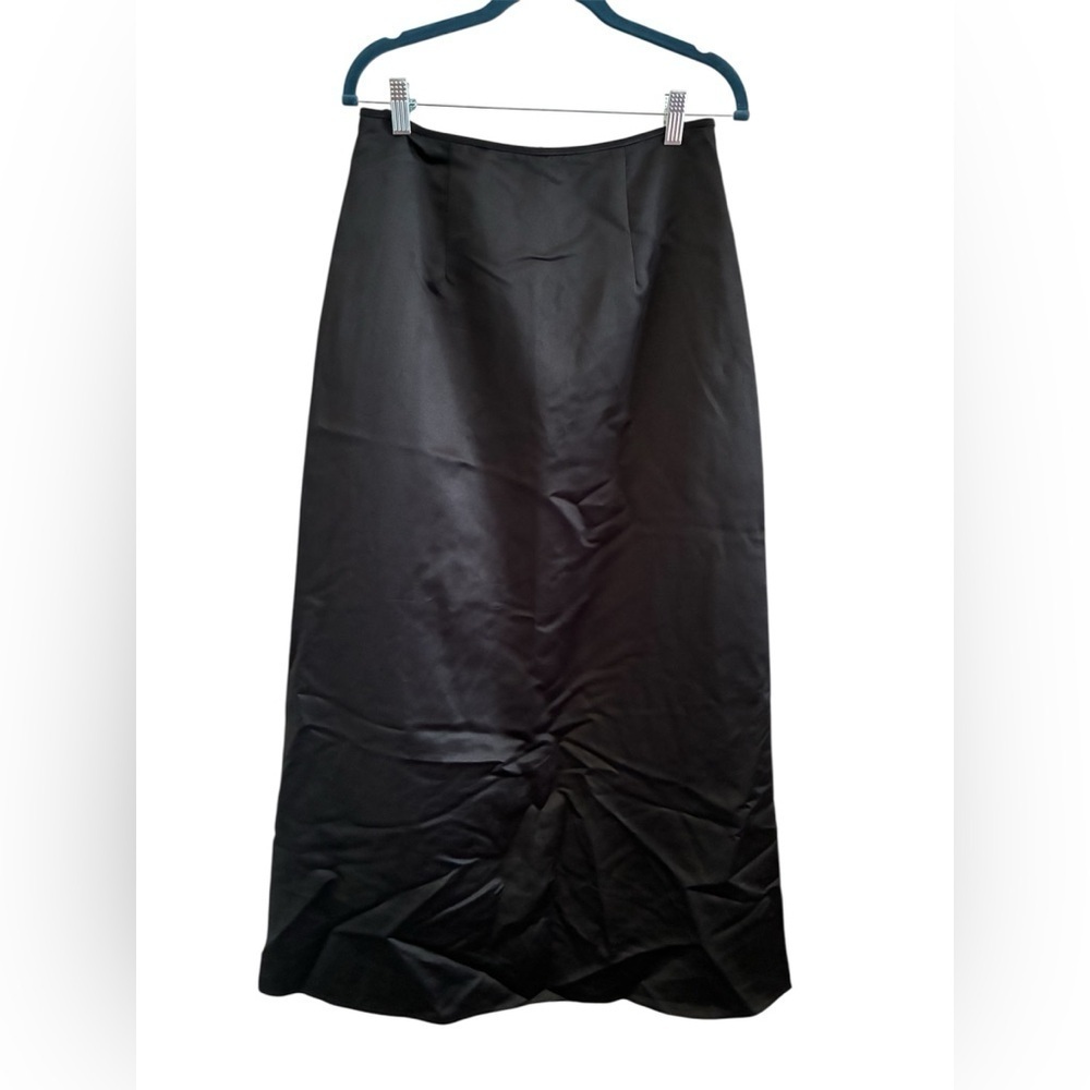 Vintage Jessica McClintock for Gunne Sax Black Satin Maxi Skirt NWT Deadstock